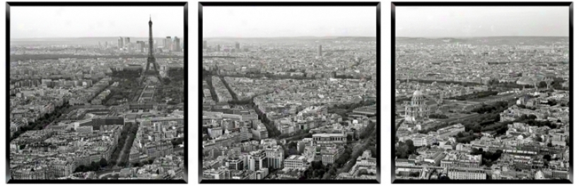 Paris By Day Triptych Set Of 3 Photo Wall Art (y1654)