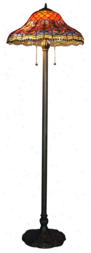 Peacock Tiffany Glass Floor Lamp (g9862)