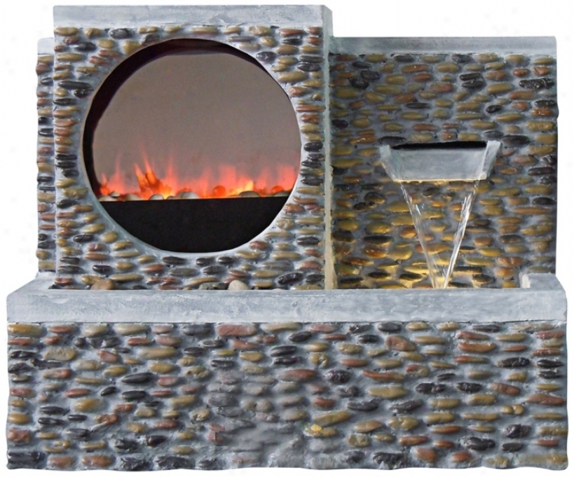 Pebble Outdoor Led Fireplace Fountain (y4341)