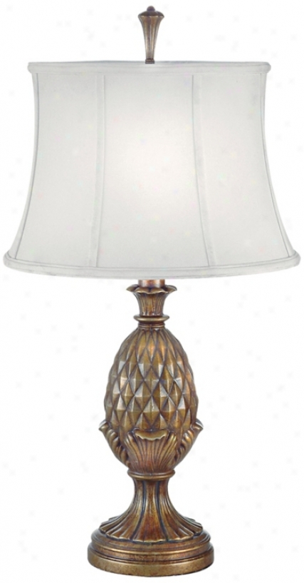 Pedestal Pineapple Honey Brass Finish Table Lamp (j6554)