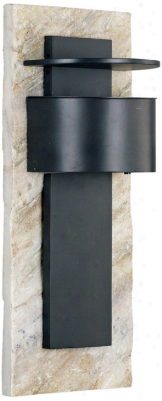 Pembrooke White Slate And Bronze 19" Violent Outdoor Wall Light (j7581)