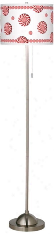 Peppermint Pinwheels Giclee Shade Brushed Nickel Floor Lamp (99185-t6603)