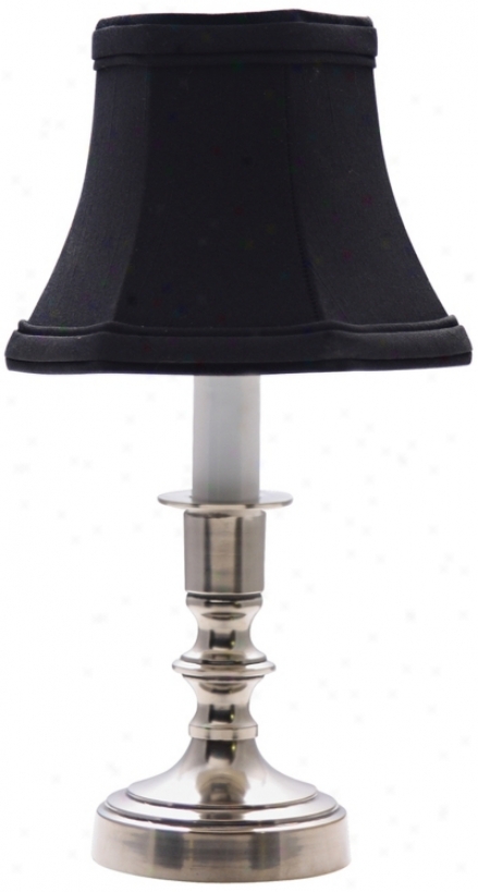 Pewter Black Shade Candle Light Accent Lamp (j9040)