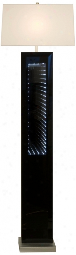 Phantom Black Glass Infinity Mirror Nova Floor Lamp (u9356)