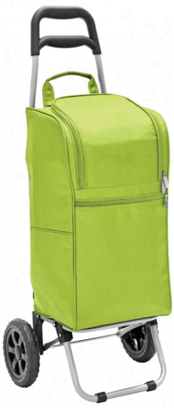 Picnic Time Lime Green Insulated Cooler And Folding Cart (w8166)
