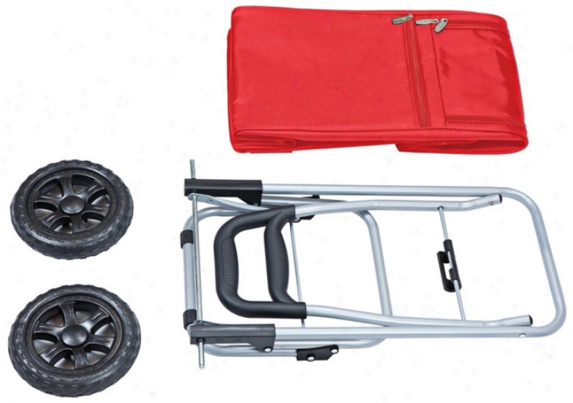 Picnic Time Red Insulated Cooler And Folding Cart (w8165)