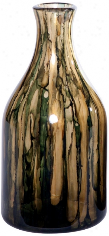 Pine Green Small Hand-blown Glass Bottle (w6770)