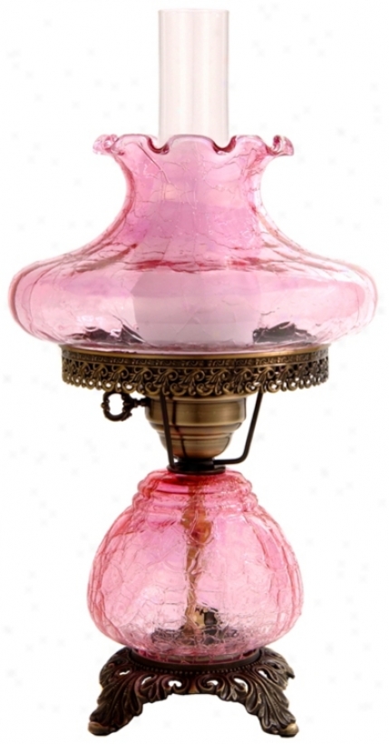 Pink Crackle Tamoshanta Night Light Hurricane Table Lamp (f7940)