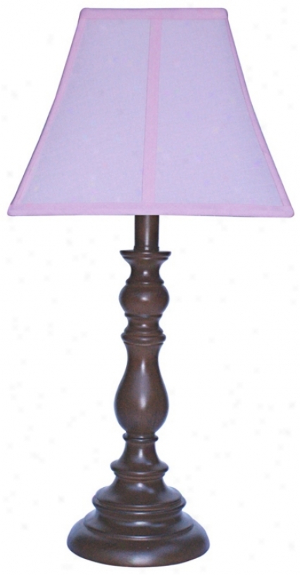 Pink Shade With Brown Candlestick Base Table Lamp (u7900)