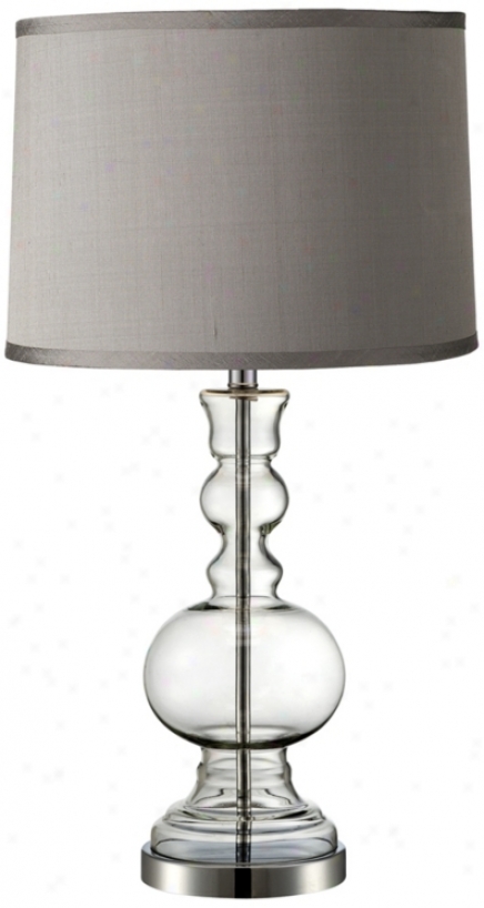 Platinum Grey Dupioni Clear Glass Vase Table Lamp (v2846-97486)