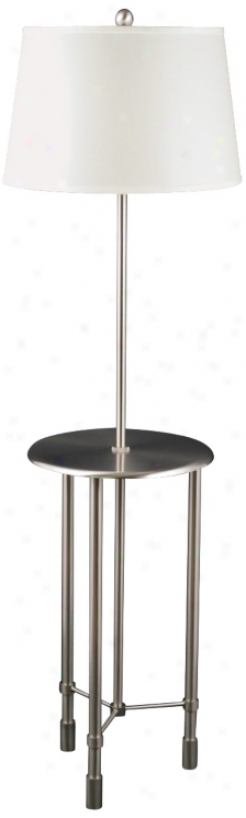 Poise Satin Nickel Tri-leg Floor Lamp With Small trough Table (v0501)