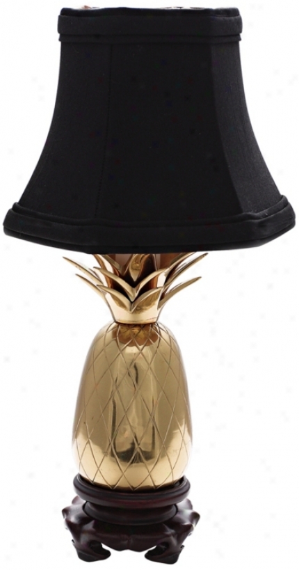 Classic Brass Black Shade Mini Pineapple Accent Lamp (j8952)