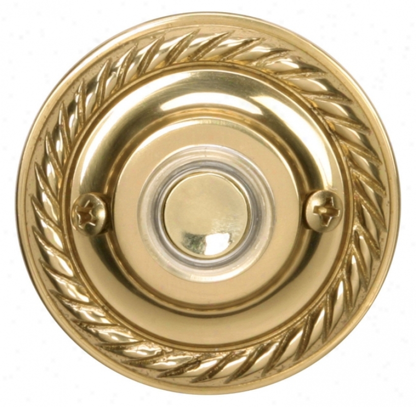 Polished Brass Rope Trim Round Lighted Doorbell Button (k62446)