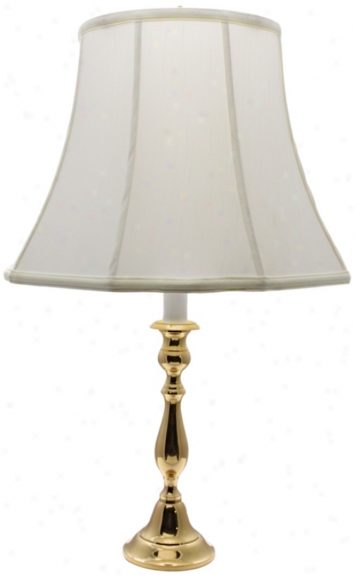 Refined Brass White Shade Candlestick Table Lamp (j8950)