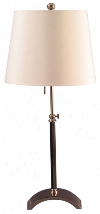 Polished Nickel Black Leather Adjustable Table Lamp (f3217)