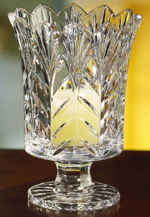 Portico 7 1/2" High Crystal Hurricane By the side of Candle (g5367)