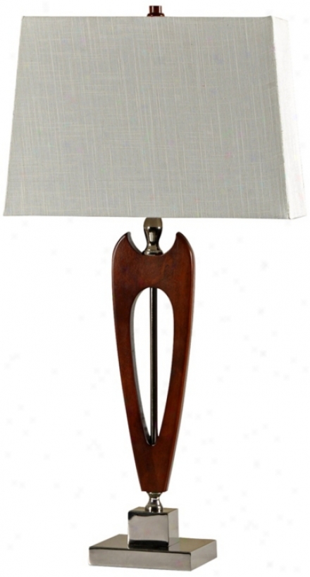 Portland Steel And Wood Tabe Lamp (x0604)