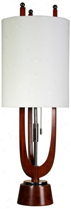 Portlsnd Wood And Burnished Steel Buffet Lamp (w5509)