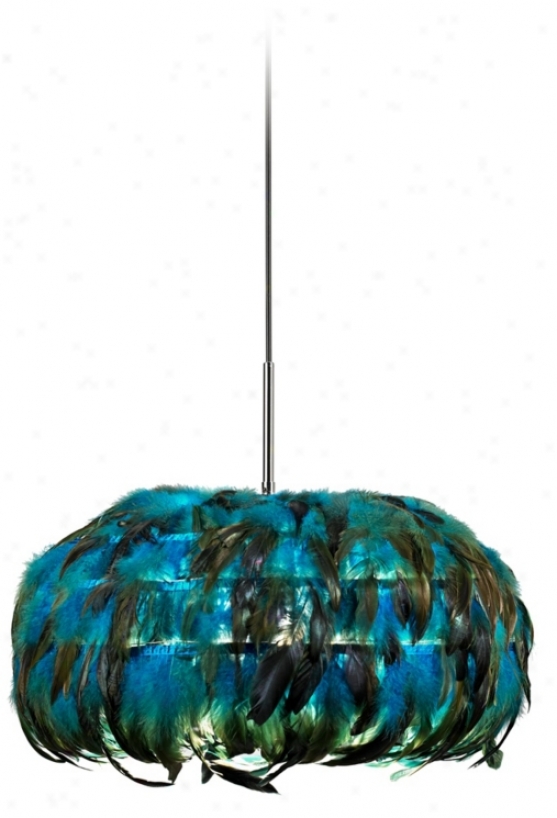Possini 19" Wide Peacock Feather Plug-in Swag Chandeljer (v8771)
