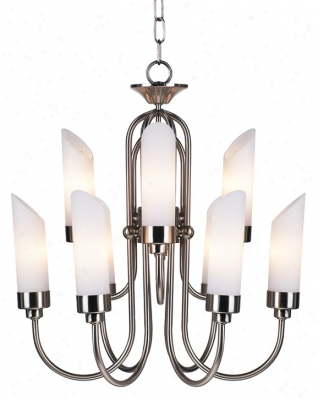 Possini Euro Design Brushed Steel And pOal Glass Chandelier (61864)
