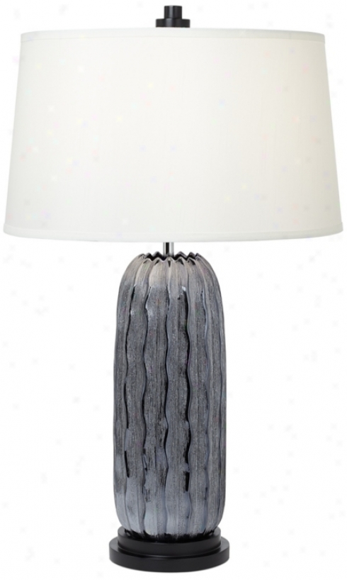 Possini Euro Design Ribbed Gray Ceramic Table Lamp (u4422)