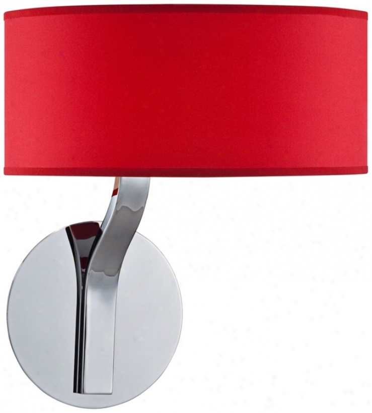 Possini Euro Red Drum Shade And hCrome Wall Sconce (t8969)