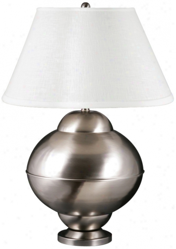 Potts Satin Nickel With Cream Shade Spun Metal Table Lamp (u9225)