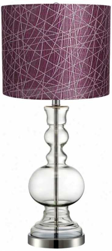 Purple Lines Clear Glass Vase Table Lamp (v2846-v4688)