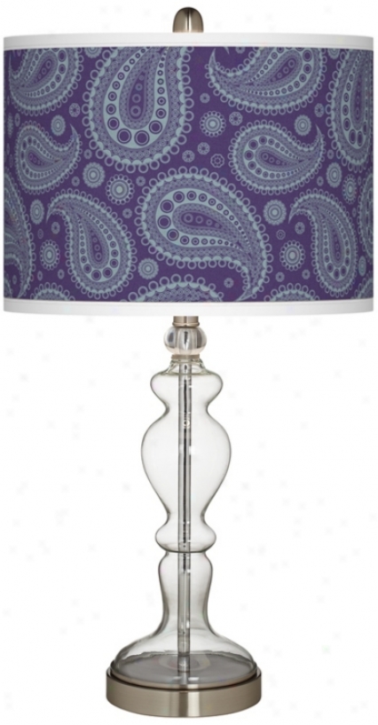 Purple Paisley Linen Apothecary Clear Glass Table Lamp (w9863-y7272)