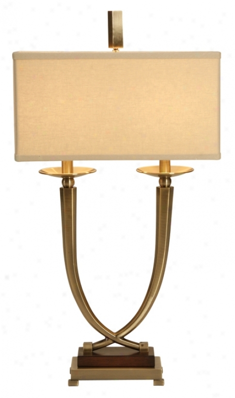 Rascuella Twin Arm Antiqur Brass Table Lamp (14118)