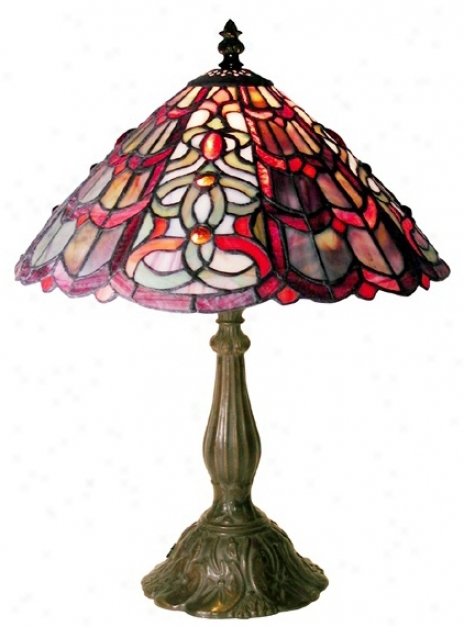 Raspberry Swirl Tiffany Style 18" High Table Lamp (j6592)
