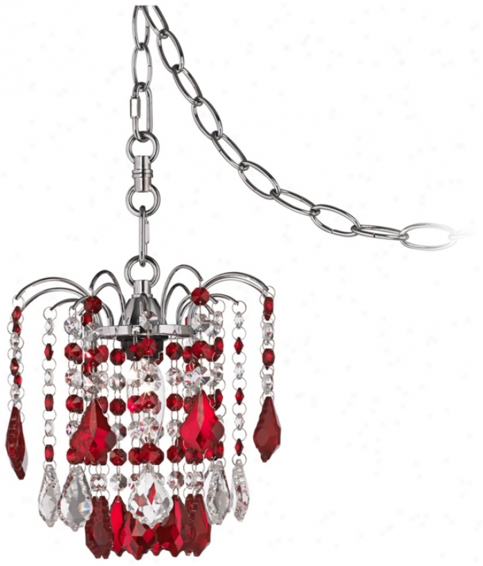 Red And Clear Crystal Swag Mini Chandelier Light (y0517)