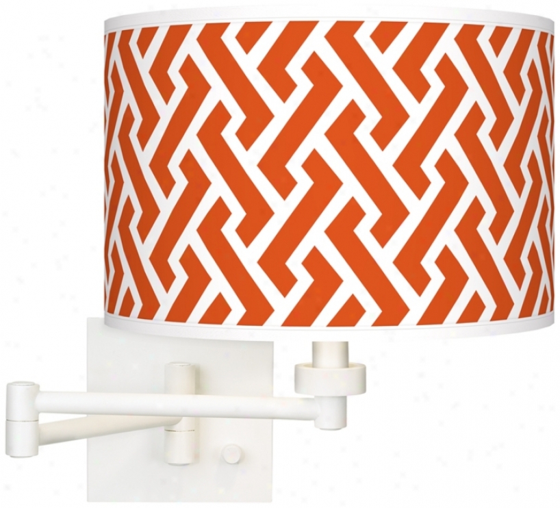 Red Brick Weave Giclee Wyite Oscillate Arm Wall Light (h6558-w3464)