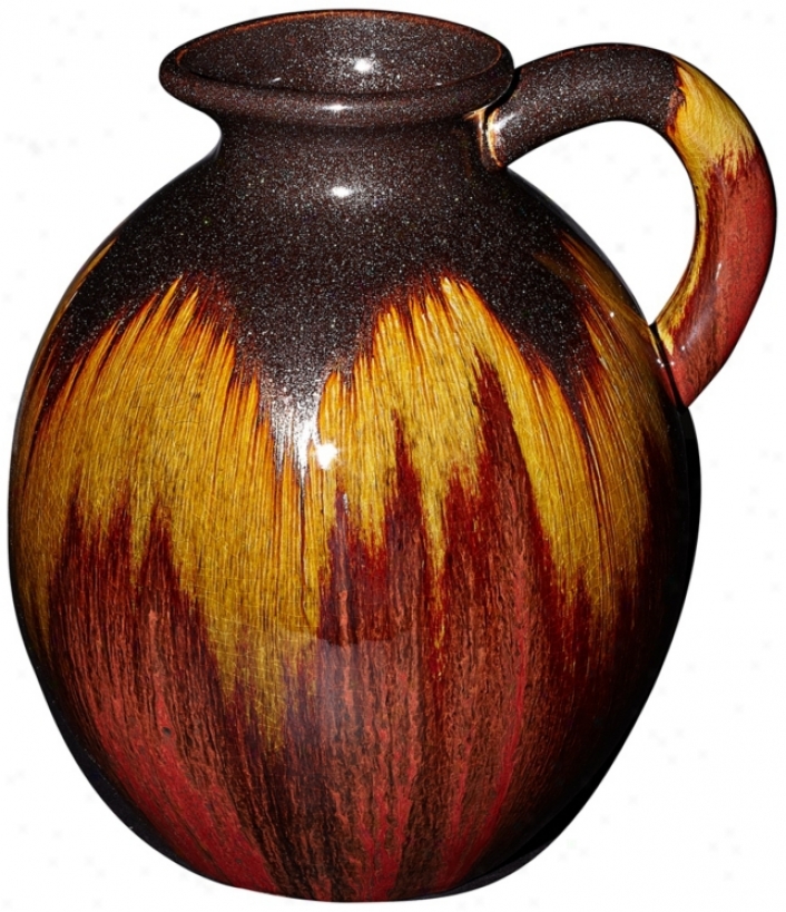 Red Canyon 11 3/4" Highh Glazed Ceramic Pitcher Vase (u3047)