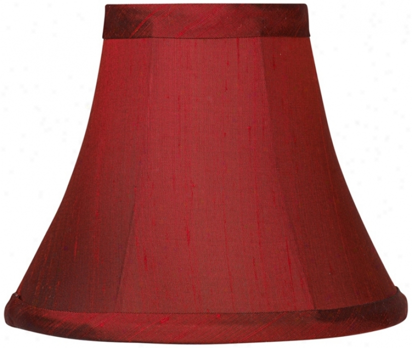 Red Silk Dupioni Lamp Shade  3x6x5 (clip-on) (20434)