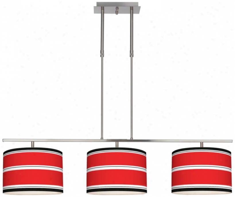 Red Stripes 46" Wide Body of lawyers Hanging 3 Drum Island Light (m3236-u4657)