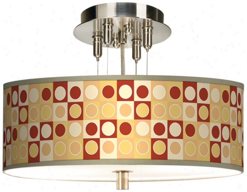 Retro Dotted Square siclee 14" Wide Ceiling Light (55369-k2075)