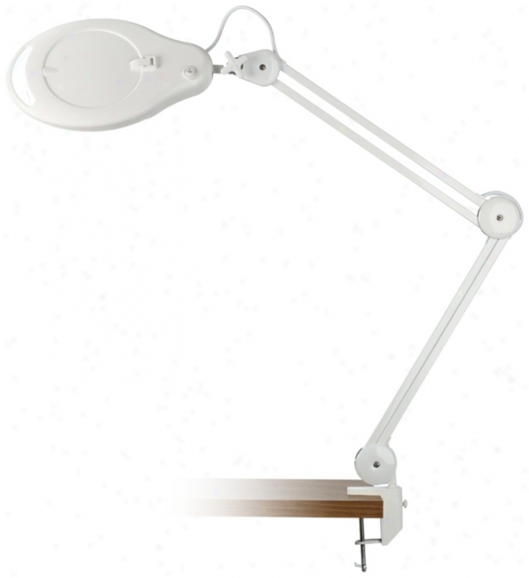 Rolo White Led Desk Lamp With Magnifier (x4615)