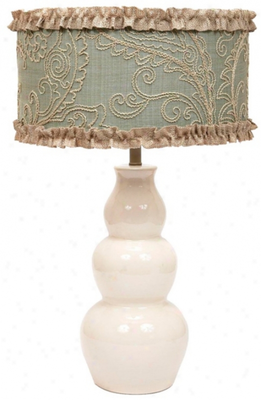 Ruffle Cream Ceramic Table Lamp (w8364)