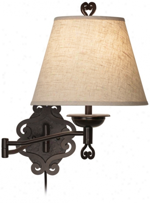 Ristic Hammered Metal Plug-in Swing Arm Wall Lamp (v1037)