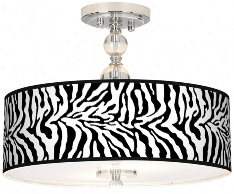 Safari Zebra 16" Wide Semi-flush Ceiling Light (n7956-r2359)