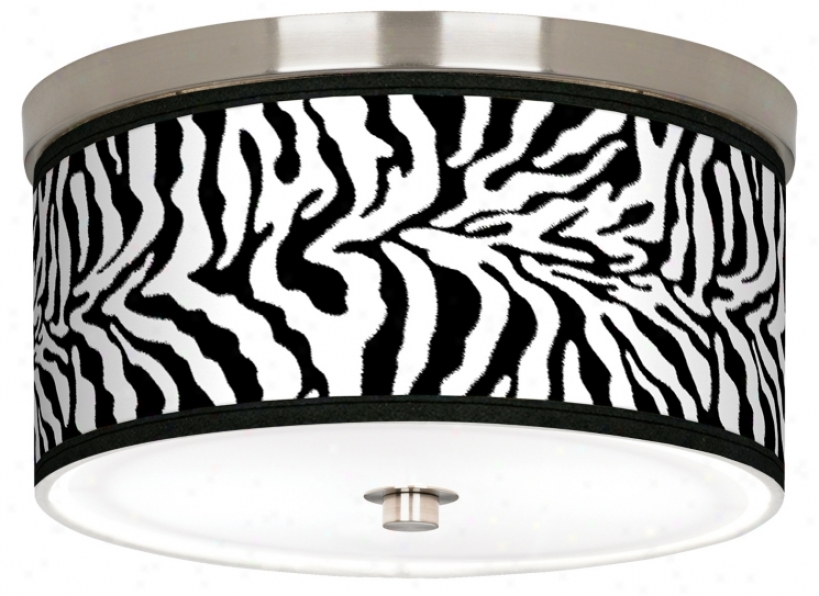 Safari Zebra Giclee Nickel 10 1/4" Wide Ceiling Light (j9214-r2342)