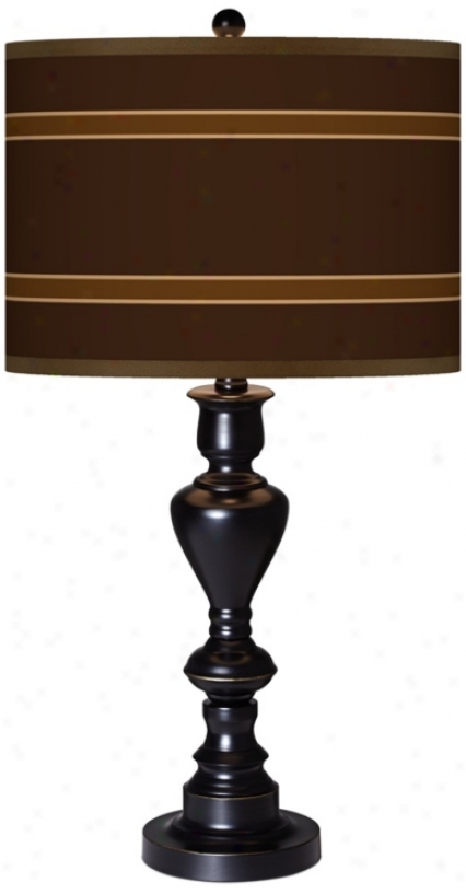 Saratogz Stripe Giclee Glow Black Bronze Table Lamp (x0022-x2947)