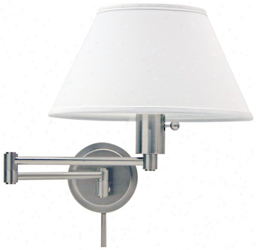 Satin Nickel RoundB ackplate Plug-in Swing Arm Wall Lamp (65472)