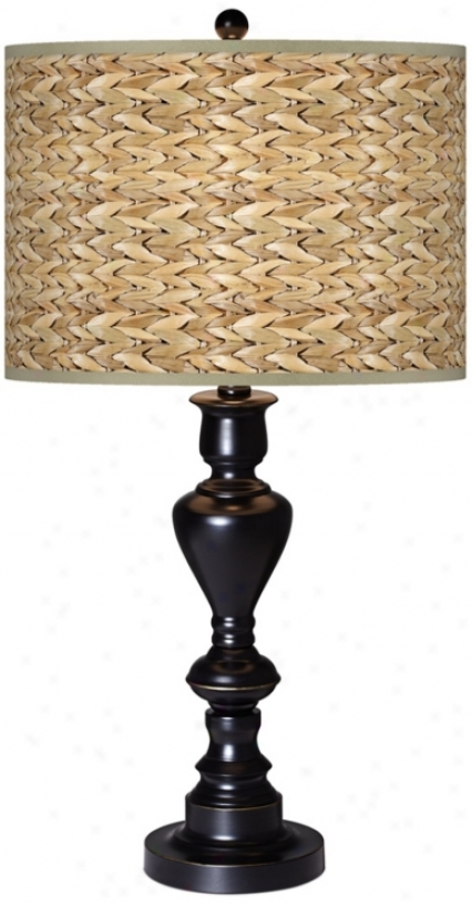 Seagrass Giclee Glow Black Bronze Table Lamp (x0022-x2953)