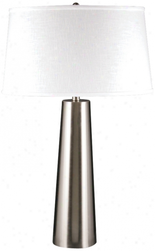 Seattle Satin Nickel Column With Cream Shade Slab Lamp( u9218)