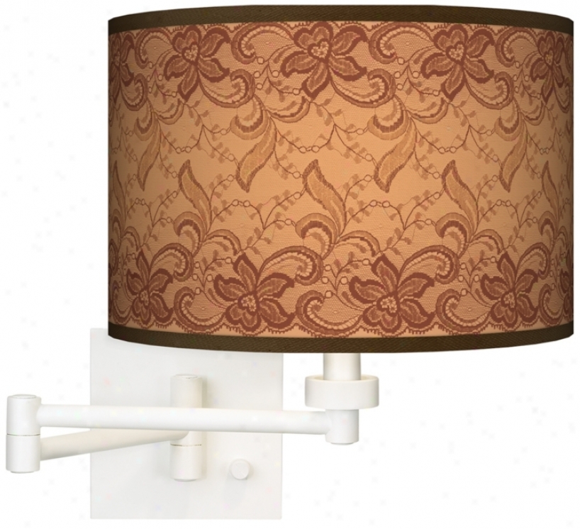 Sepia Lace Giclee White Plug-in Swing Arm Wall Light (h6558-n5258)