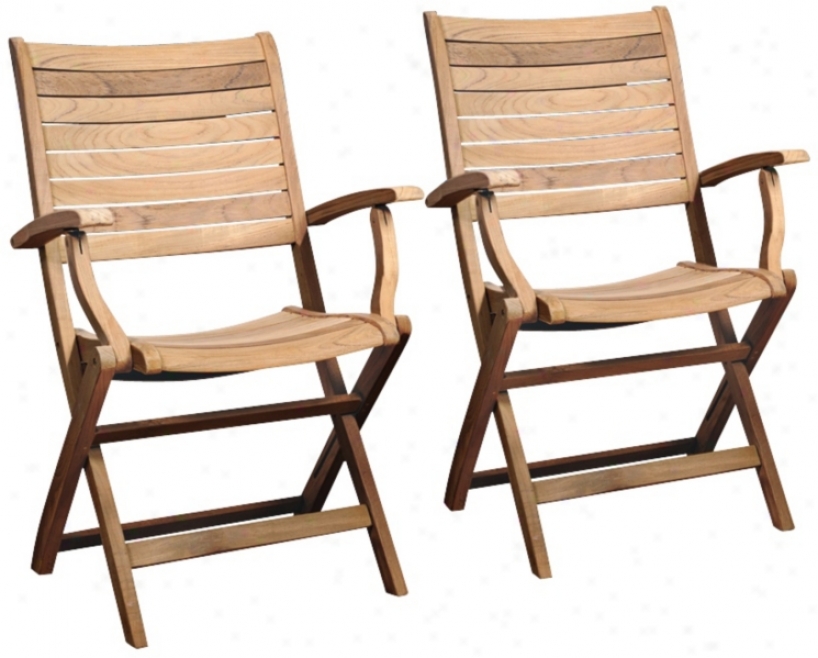 Set Of 2 Amazonia Teak Dublin Outdoor Folding Armchairs (x6160)