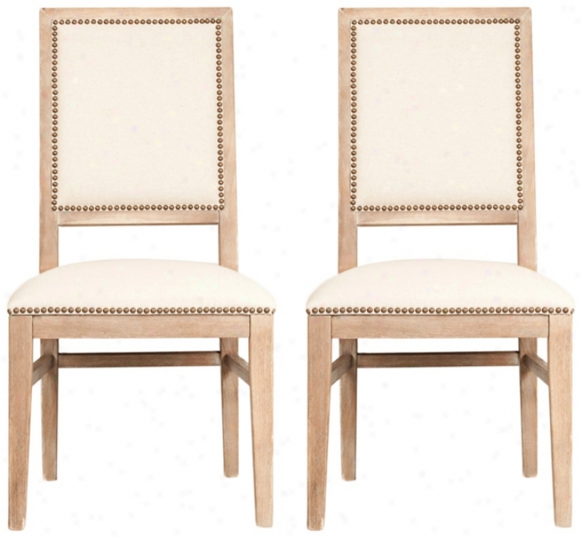 Set Of 2 Dexter Stone Wash Acacia Wood Dining Chairs (t7272)