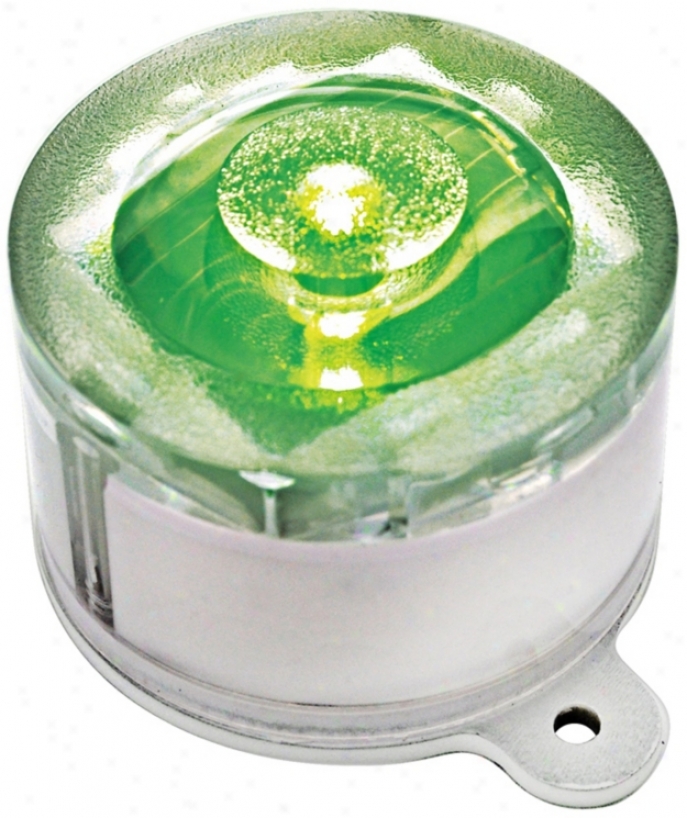 Set Of 2 Green Led Solar-powered Marker Lights (t4513)